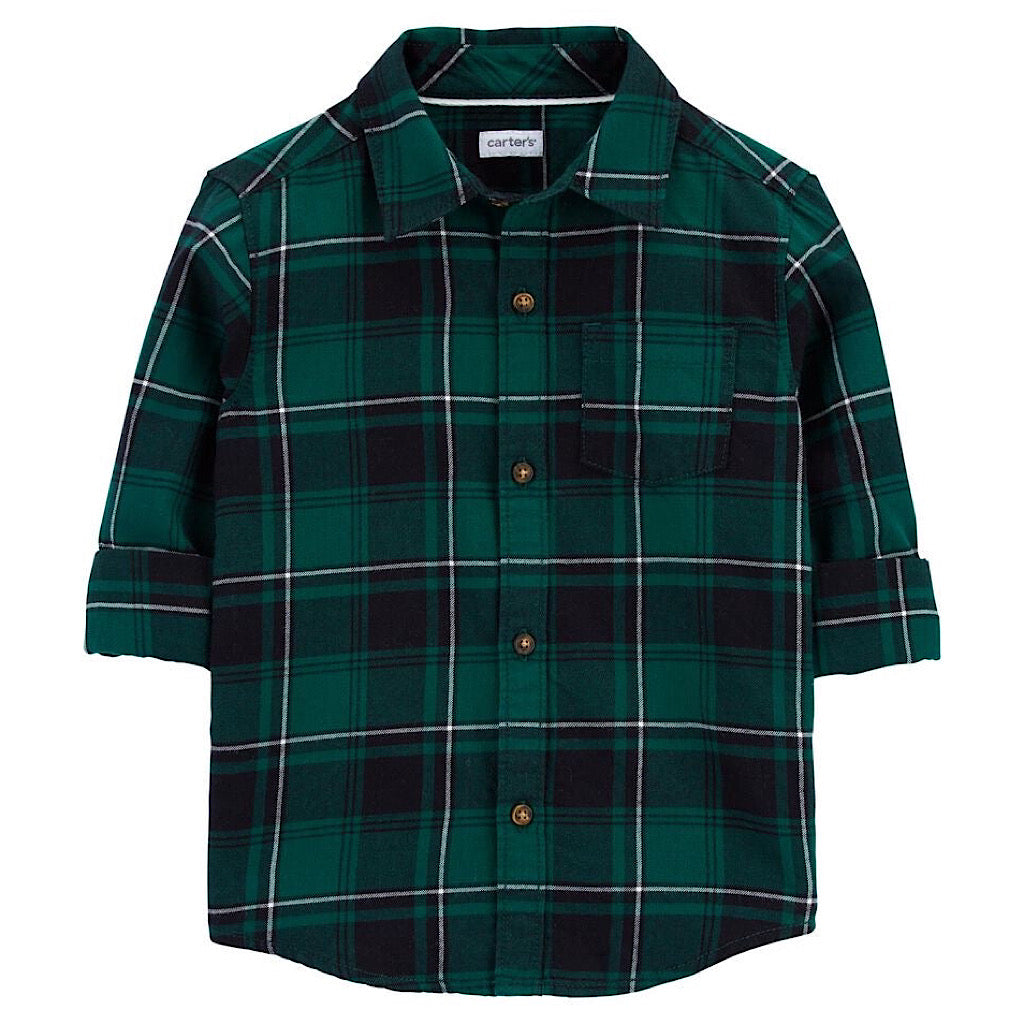 Camisa Carter’s cuadrada color verde para bebito - JORHELITOS - JORHELITOS